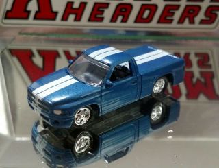 1997 Dodge Ram Pick - Up Truck Blue/ White Pinstripes 1/64 Scale Adult Collectible