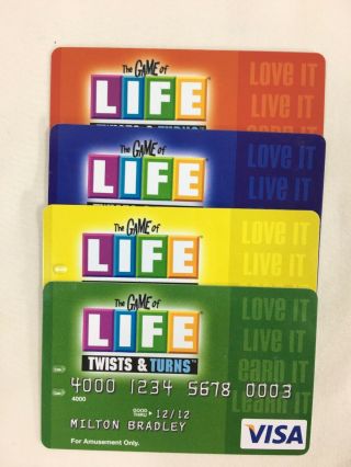 The Game Of Life Twists And Turns Replacement Parts Visa Game Cards Set Of 4