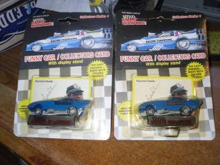 (2) Raymond Beadle 1989 Racing Champions 1:64 Blue Max Funny Cars (bubble&flat)