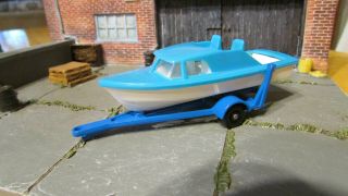 60s Vintage Lesney Matchbox 9 Cabin Cruiser Boat & Trailer 35,  More Mb Listed