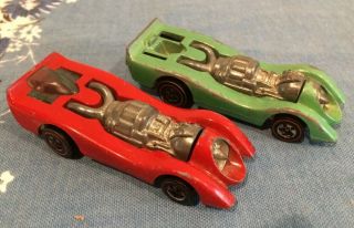 Vintage 1970 Hot Wheels Red Line One Red And One Green Jet Threat