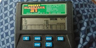 Radica Pocket Black Jack 21 Electronic Handheld Game Travel Poker