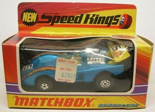 Speedking Matchbox K51 Barracuda,  Blue Body,  Yellow Interior,  Stp & Stripe Label