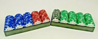Set Of 200 Bicycle Poker Chips With 2 Storage Trays.  Almost