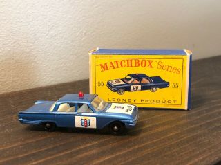 Matchbox 55 Police Car Ford Fairline Blue With Red Light