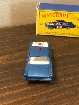 Matchbox 55 Police Car Ford Fairline Blue With Red Light 5