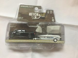 Greenlight 1:64 Hitch Tow2015 Ford F150 Homeland Marine Police Boat Trailer Read
