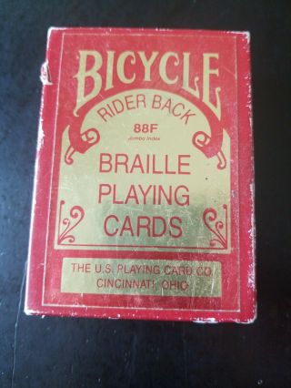 Bicycle Rider Back 88f Jumbo Index Braille Deck Of Playing Cards - Red Complete
