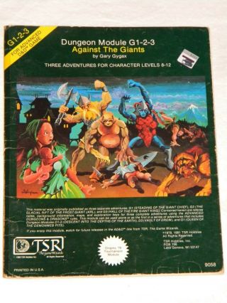 Advanced Dungeons & Dragons Module G1 - 2 - 3 9058 Against The Giants Ad&d