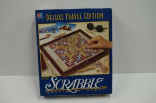 Scrabble Deluxe Travel Edition Game Complete Milton Bradley