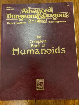 The Complete Book Of Humanoids Ad&d 2nd Edition 2135