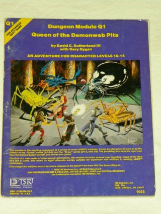 Advanced Dungeons & Dragons Module Q1 9035 Queen Of The Demonweb Pits Ad&d