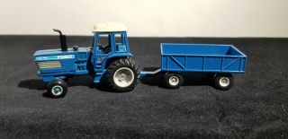 Vintage Ertl Die Cast 1/64 Blue Ford Tw35 Tw - 35 Farm Tractor & Barge Wagon Toy