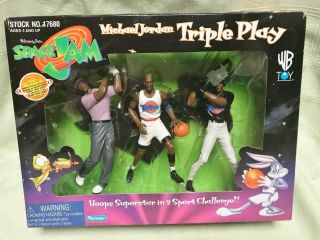 Nib Michael Jordan Space Jam Triple Play Action Figure Set 1996 Playmates