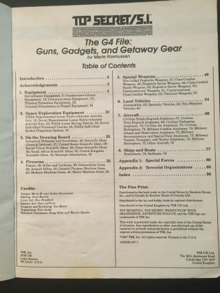 Top Secret S.  I.  RPG Players Guide,  Administrators Guide & G4 File Guns 1987 TSR 3