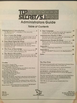 Top Secret S.  I.  RPG Players Guide,  Administrators Guide & G4 File Guns 1987 TSR 4