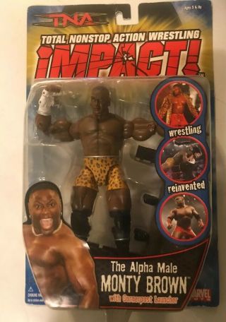 Tna The Alpha Male Monty Brown Impact Wrestling Action Figure Leopard Trunks Wwe