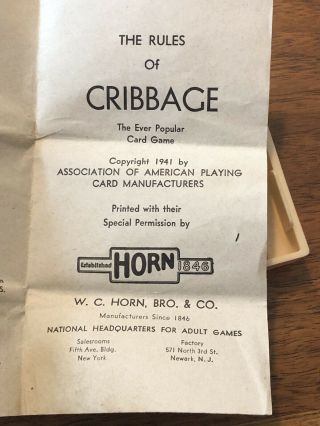 W.  C.  Horn,  Bro.  & Co.  Crib - pak Cribbage Board Vintage,  Folding Crib Pack 3