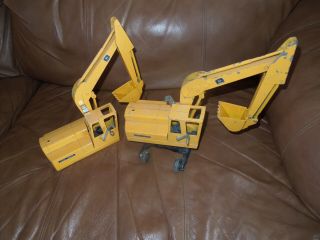 2 - - Ertl,  John Deere,  Metal Excavators,  Track Hoes 12 ",  Construction Toy