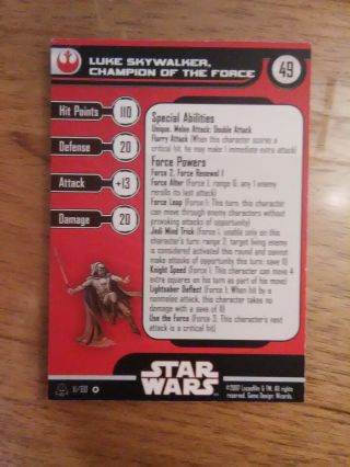 Star Wars Miniatures Alliance & Empire 11 Luke Skywalker Champion Of The Force