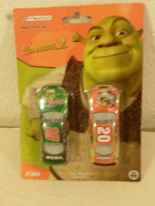 2 Car Set 2004 20 Tony Stewart 18 Bobby Labonte Interstate Shrek2 Action 1:64