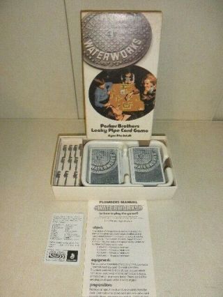 Vintage 1972 Waterworks Parker Brothers Card Game Complete W/10 Wrenches Too