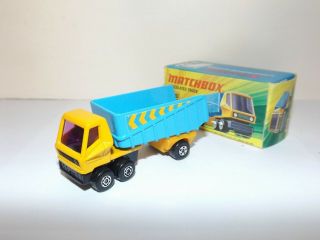 Matchbox S/f No.  50 - B Articulated Dump Truck Orange/yellow Cab W/labels Mib