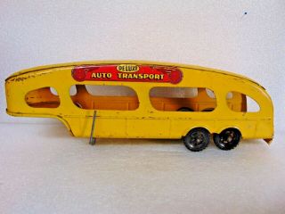 Vintage Marx Pressed Steel Deluxe Auto Transport Car Carrier Trailer Made Usa