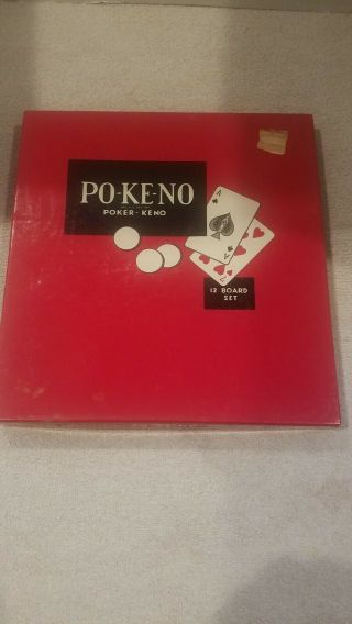 Vintage Po - Ke - No Pokeno Poker Keno 12 Board Set Game