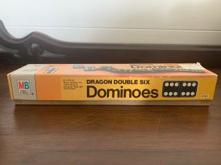 Vintage 1970 Wooden DRAGON Double Six Dominoes Milton Bradley COMPLETE SET 2