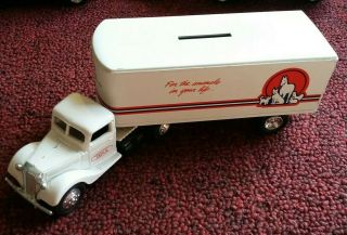 Rare Vintage Ertl 1937 Ford Tractor Trailer Bank Purina Pet Food Products 1988