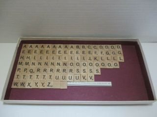 100 Scrabble Wood Game Tiles Complete Set Dated 1989 Alphabet Letter Crafts Euc