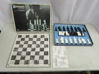 Vintage 1959 E.  S.  Lowe Renaissance Chessmen With Board