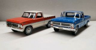2 - 1970 - 71 Ford F150 Short Bed Trucks 1:64 Scale 4x4 F100 4wd F350 Hitch & Tow