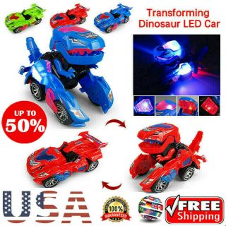 Transforming Dinosaur Led Car | T - Rex Toys With Light Sound | Electric Toy | Usa