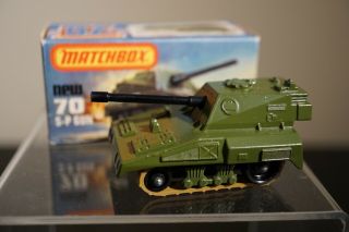 Lesney Matchbox Rolamatics 70 S - P Gun Military Tank With Box