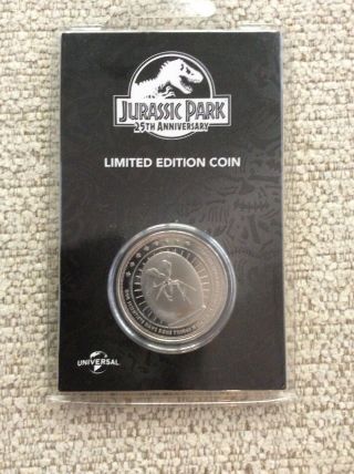 Jurassic Park 25th Anniversary Coin Silver Plated Mosquito Amber Zavi 3974/5000