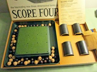 1968 Funtastic Score Four,  Three Dimensional Family Board Game Complete 2