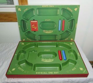 Vintage Cadaco No.  300 1968 Tripoley Game With Chips No Cards Vgc
