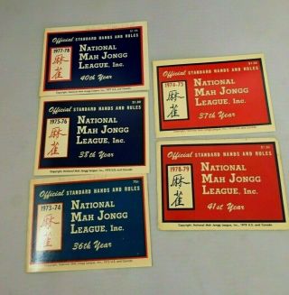 National Mah Jongg League Cards 1973,  1974,  1975,  1977,  1978,  Official Rules Hands