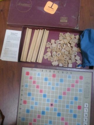 Vintage Scrabble Board Game 1976 Selchow & Righter Co Complete 100 Tiles