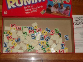 Vintage 1993 UNO Rummy - Up Game All 100 Tiles Complete Game No.  9002 Mattel Exc. 2