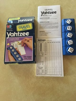 Vintage 1989 Travel Yahtzee Portable Game By Milton Bradley Complete,  Box
