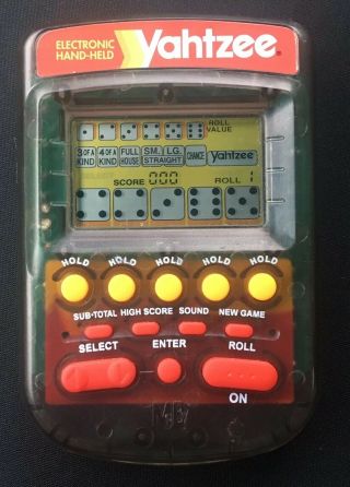 Electronic Handheld Yahtzee Game Milton Bradley 1995 -,
