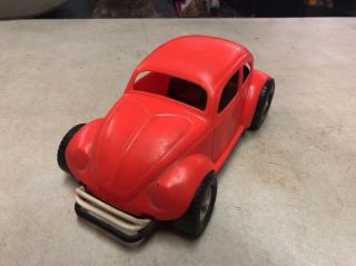 Vintage Plastic Gay Toys Inc.  688 Red Vw Beetle 11”x5 1/2”