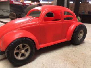 Vintage Plastic Gay Toys Inc.  688 Red VW Beetle 11”x5 1/2” 3