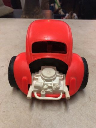 Vintage Plastic Gay Toys Inc.  688 Red VW Beetle 11”x5 1/2” 4