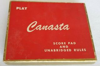 Arrco Playing Card Co.  Vintage Canasta Cards W/ Official Rules - Scoring Sheet - Box