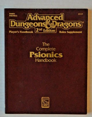 Ad&d The Complete Psonics Handbook Advanced Dungeons & Dragons 2117 Phbr5