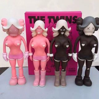 40cm Limited Edition Kaws Reas The Twins Mono Twins Brown Pink